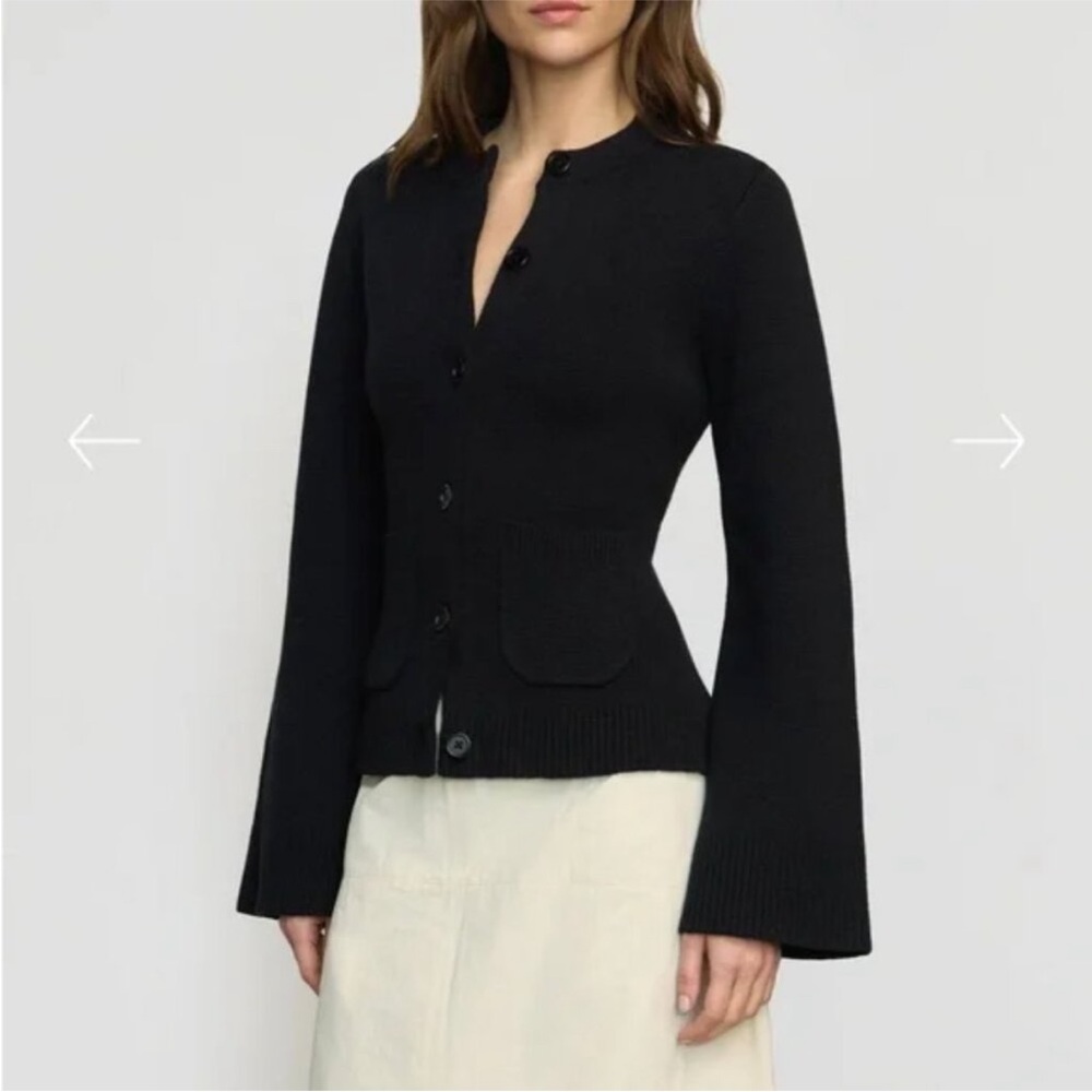 Modern Citizen Eames Organic Cotton-Wool Black Minimalist Cardigan Sweater M - Picture 8 of 14
